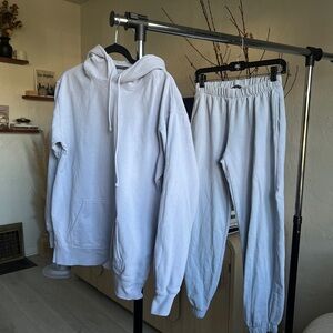 Brandy Melville Light Blue Hoodie and Sweatpants Set